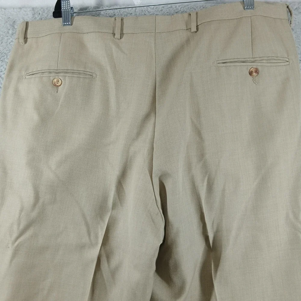 Bachrach‎ Pleated Wool Blend Dress Pants Cuffed Hem Tan Beig 42R